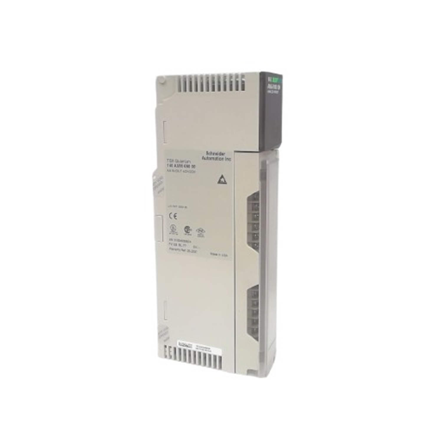 Figure 2: Technical layout and connection details for the Schneider 140AMM09000C Analog Input Module.