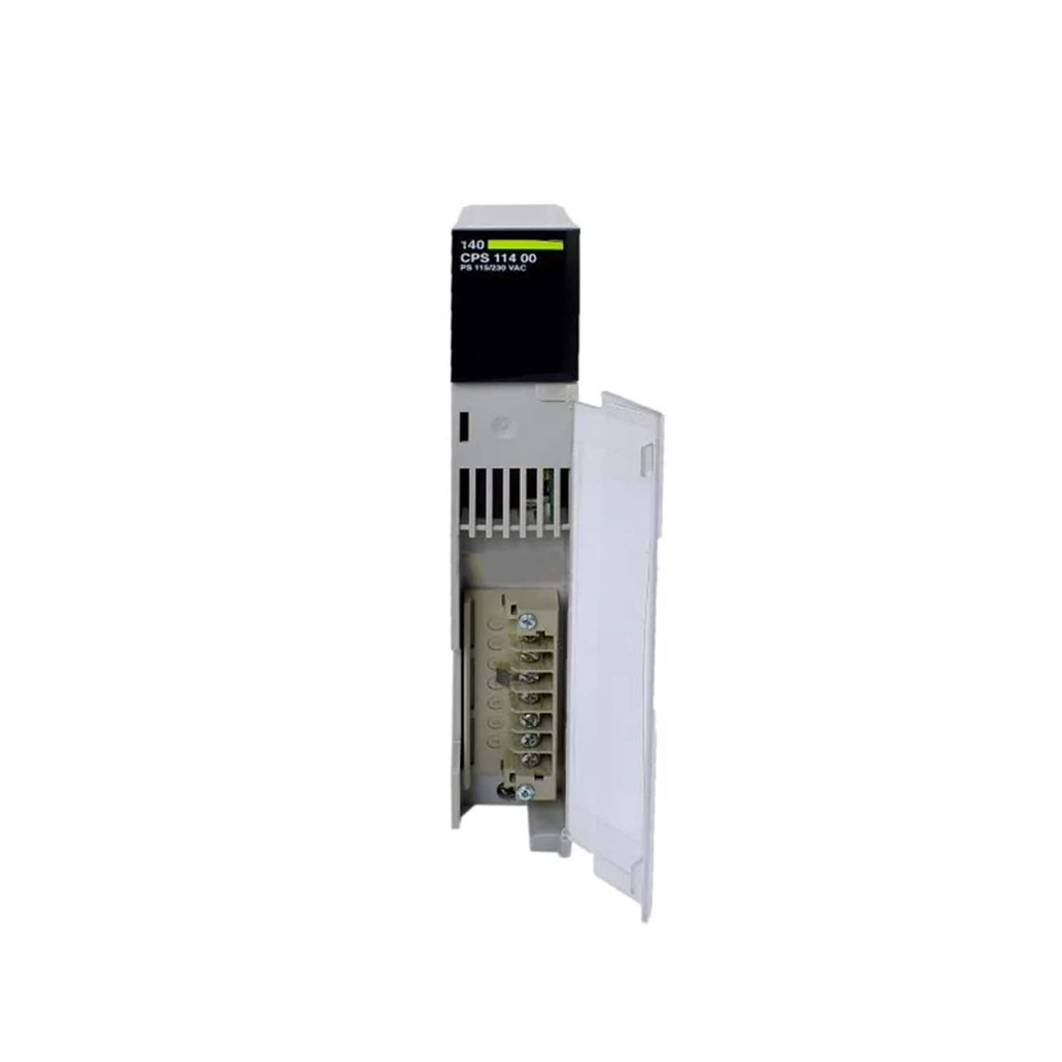 Figure 2: Technical layout and connection details for the Schneider 140CPS11400 Power Supply Module.