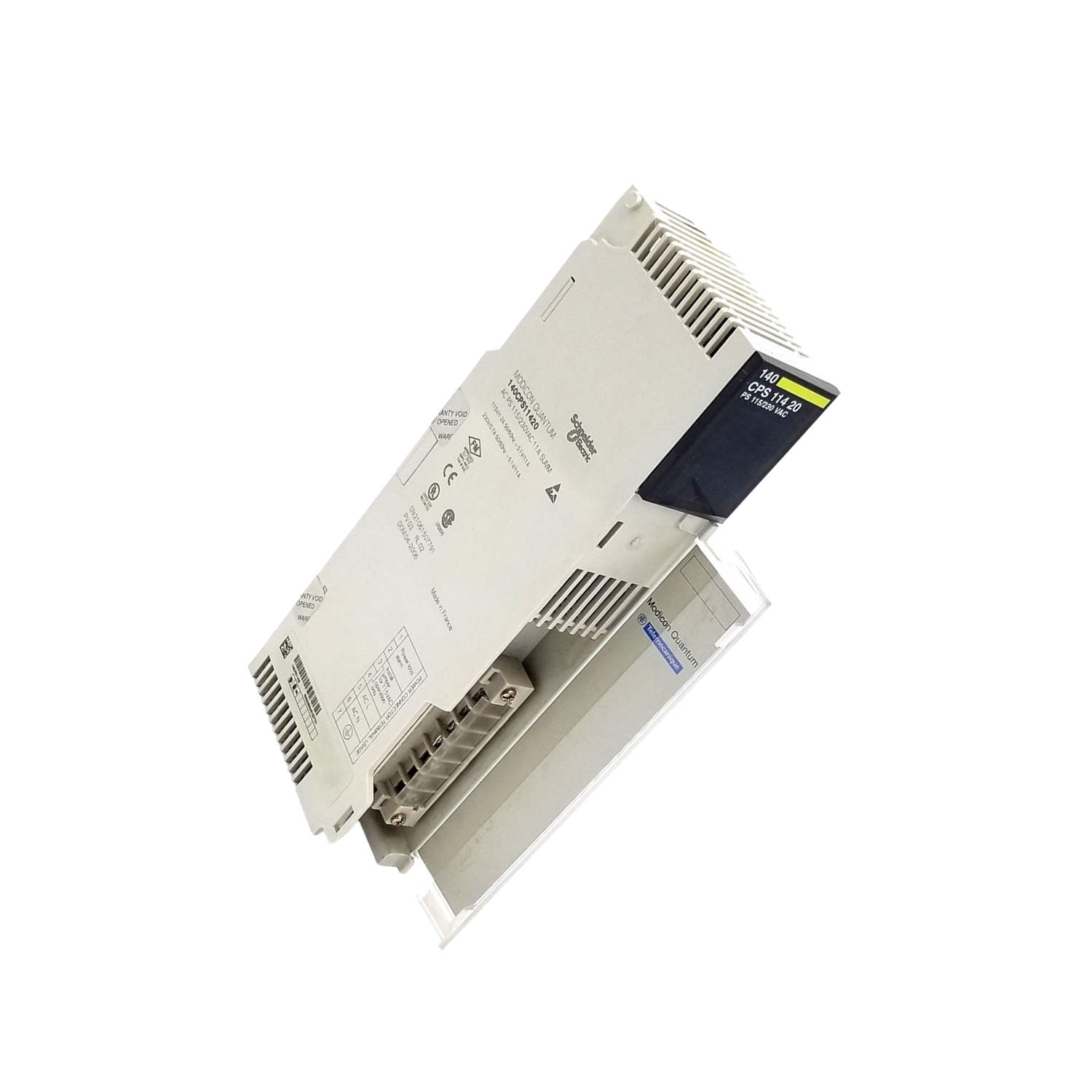 Figure 2: Technical layout and connection details for the Schneider 140CPS11420C Power Supply Module.