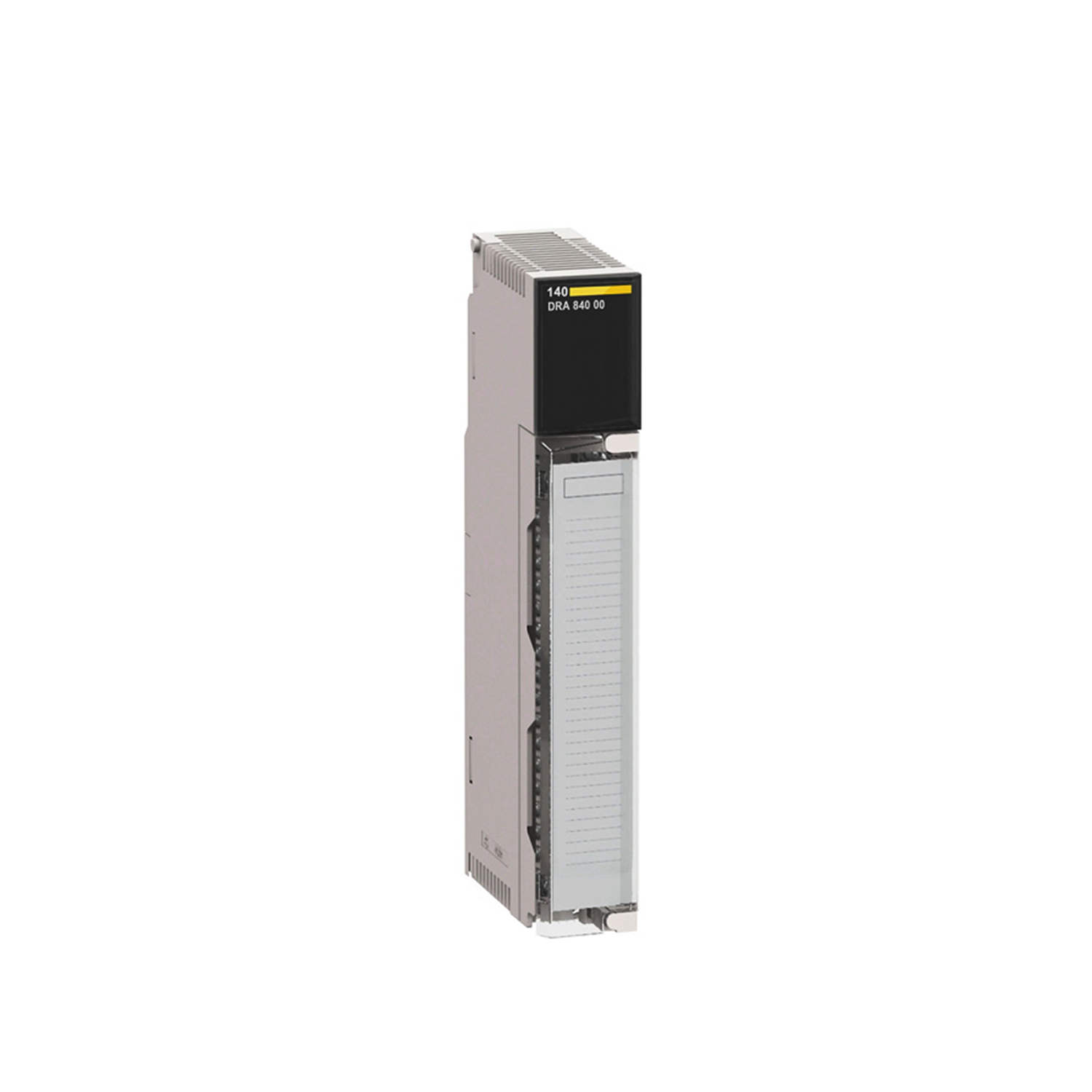 Figure 1: Front view of the Schneider 140CPS21400C Power supply module showing its physical design and enclosure.