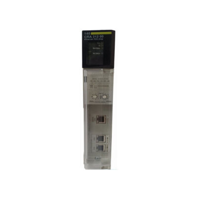 Figure 1: Front view of the Schneider 140CRA21120C DIO drop interface showing its physical design and enclosure.