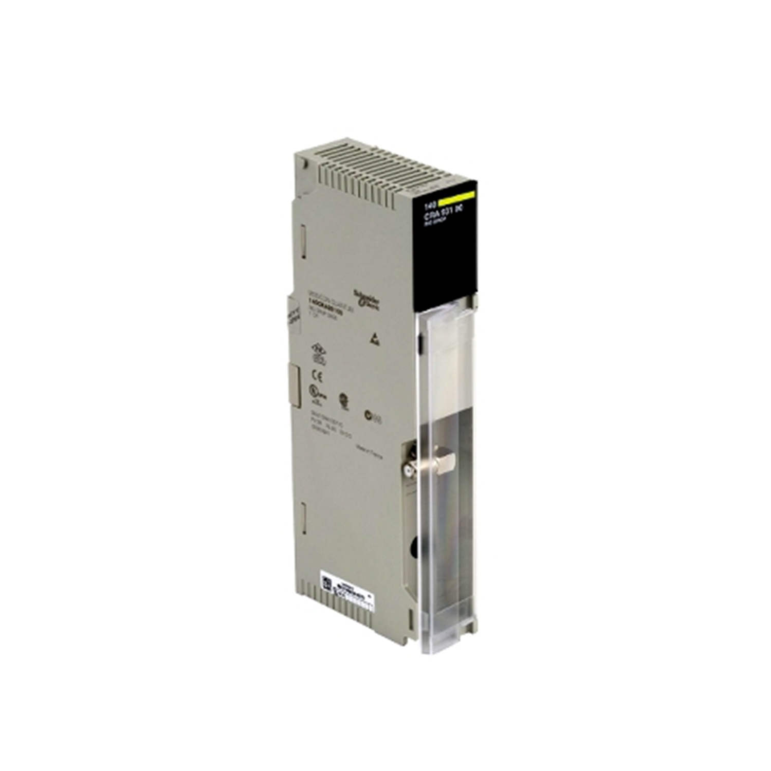 Figure 1: Front view of the Schneider 140CRA93100C of Cable 75 Ohm Coaxial Cable showing its physical design and enclosure.