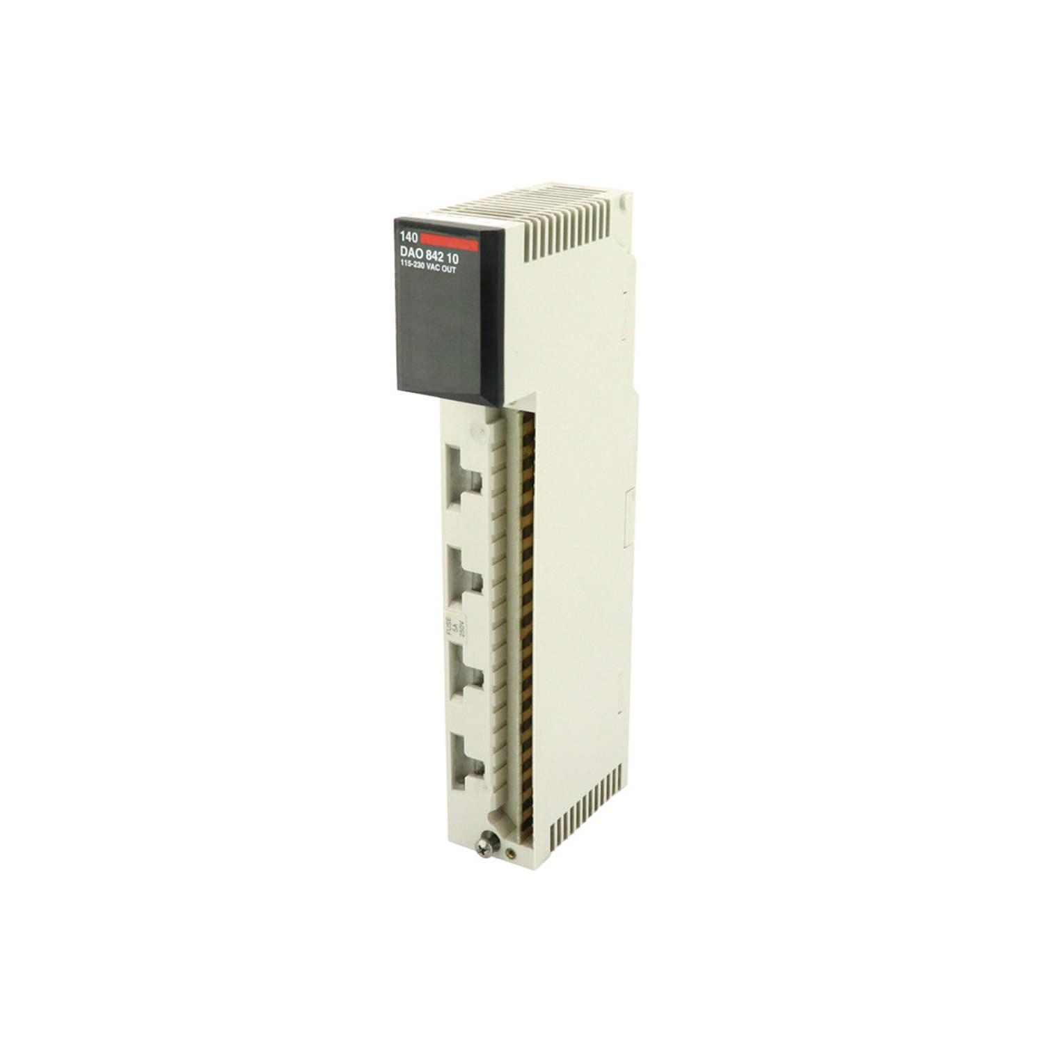 Figure 1: Front view of the Schneider 140DAO84210C Internal by RC filter showing its physical design and enclosure.