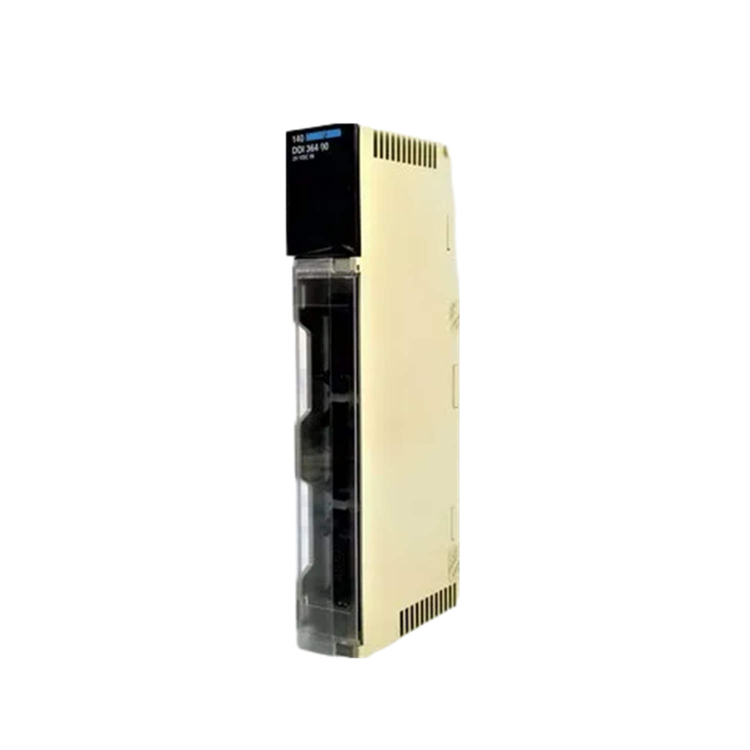 Figure 1: Front view of the Schneider 140DDI36400C Input Module showing its physical design and enclosure.