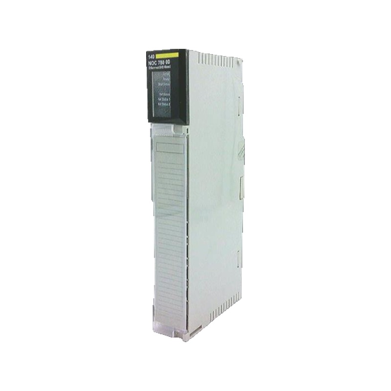 Figure 1: Front view of the Schneider 140NOC78000C Ethernet DIO Network Module showing its physical design and enclosure.