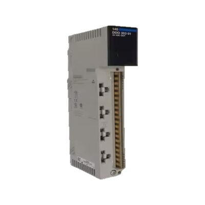 Figure 1: Front view of the Schneider 140NOE35100 Ethernet Module showing its physical design and enclosure.