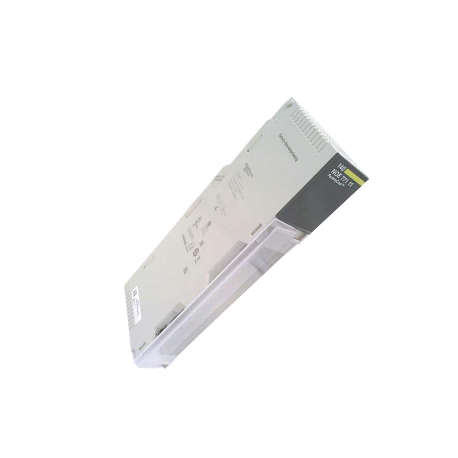 Figure 2: Technical layout and connection details for the Schneider 140NOE77111C Ethernet module.