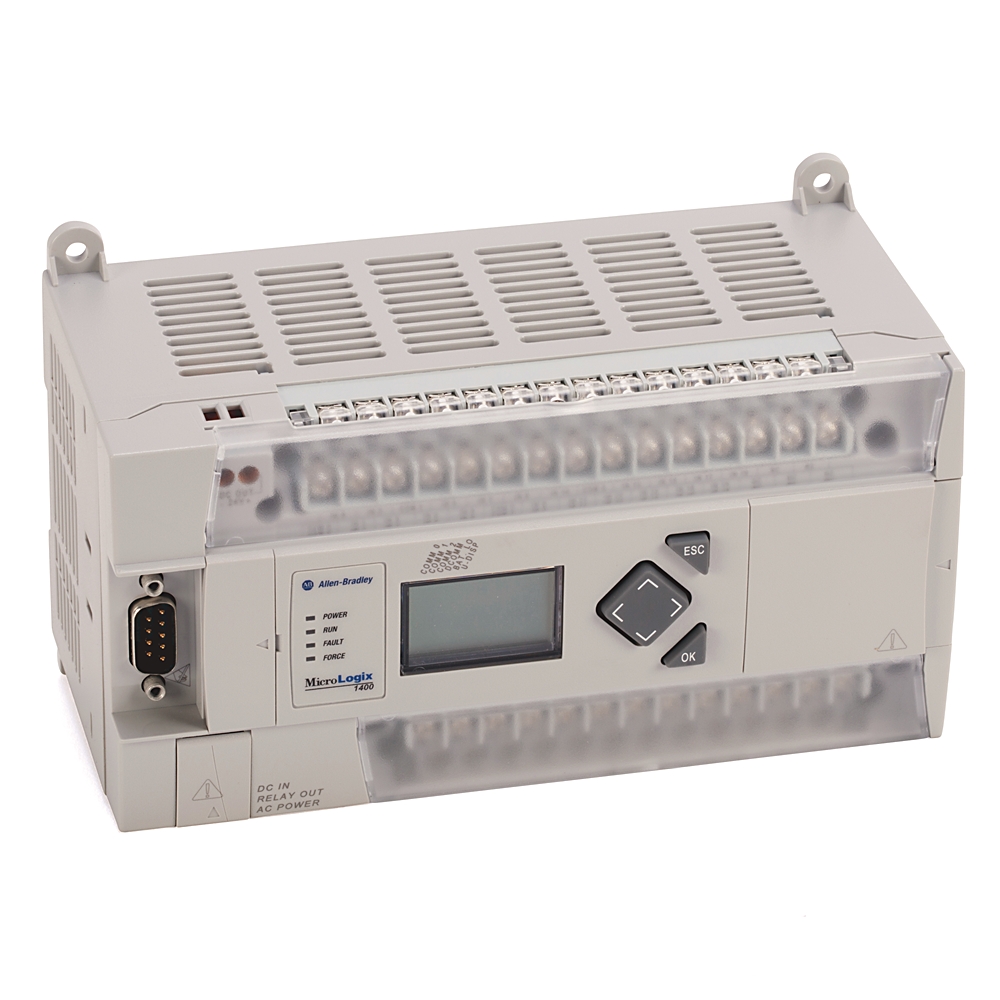Figure 2: Technical layout and connection details for the Allen-Bradley 1766-L32BWA MicroLogix 1400 Controller.