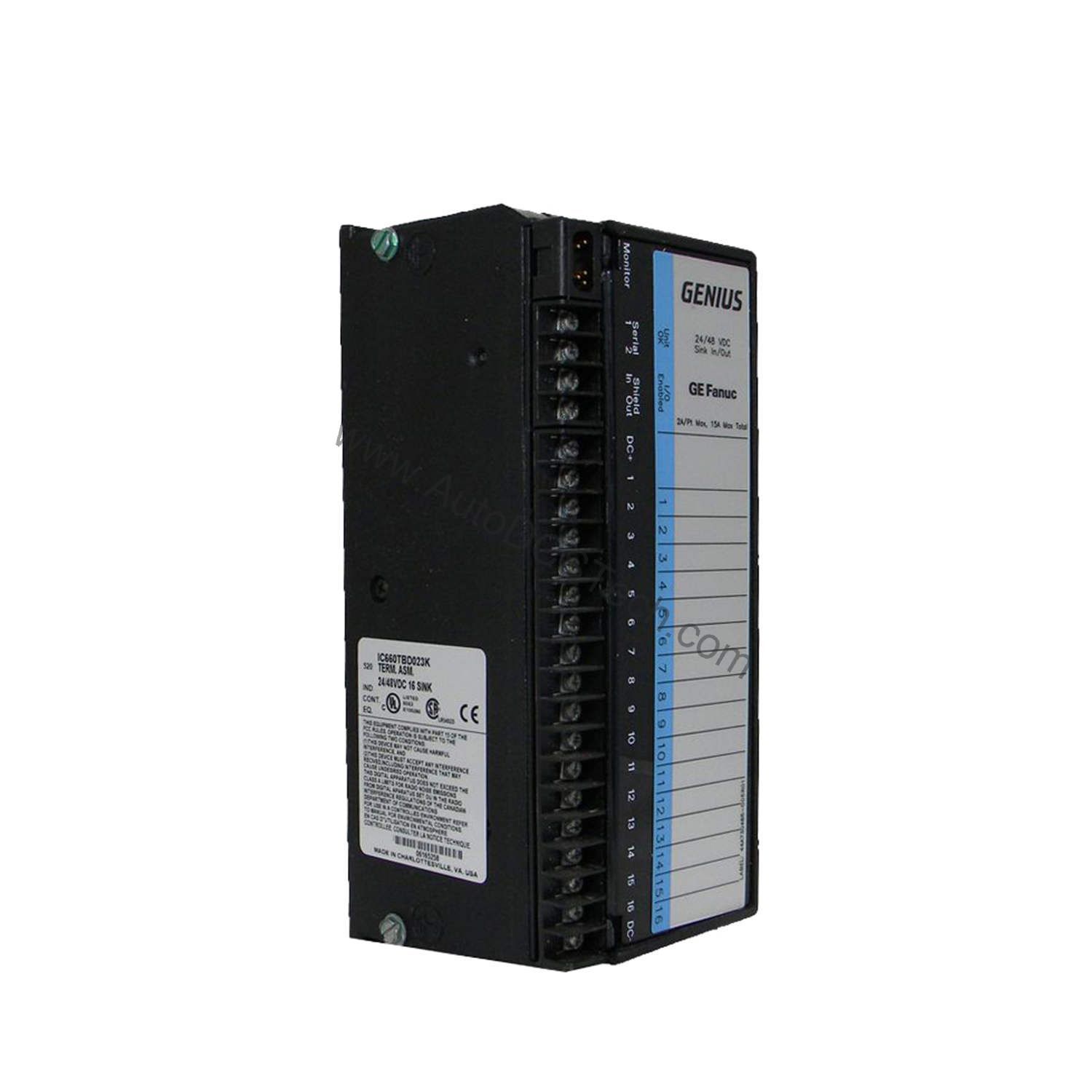 Figure 1: Front view of the GE IC660BBD023 industrial automation component showing its physical design and enclosure.