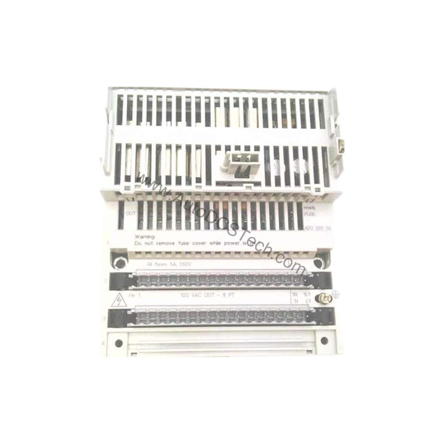 Figure 1: Front view of the Schneider 170ADO53050 industrial automation component showing its physical design and enclosure.