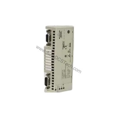 Figure 1: Front view of the Schneider 170INT11003C industrial automation component showing its physical design and enclosure.