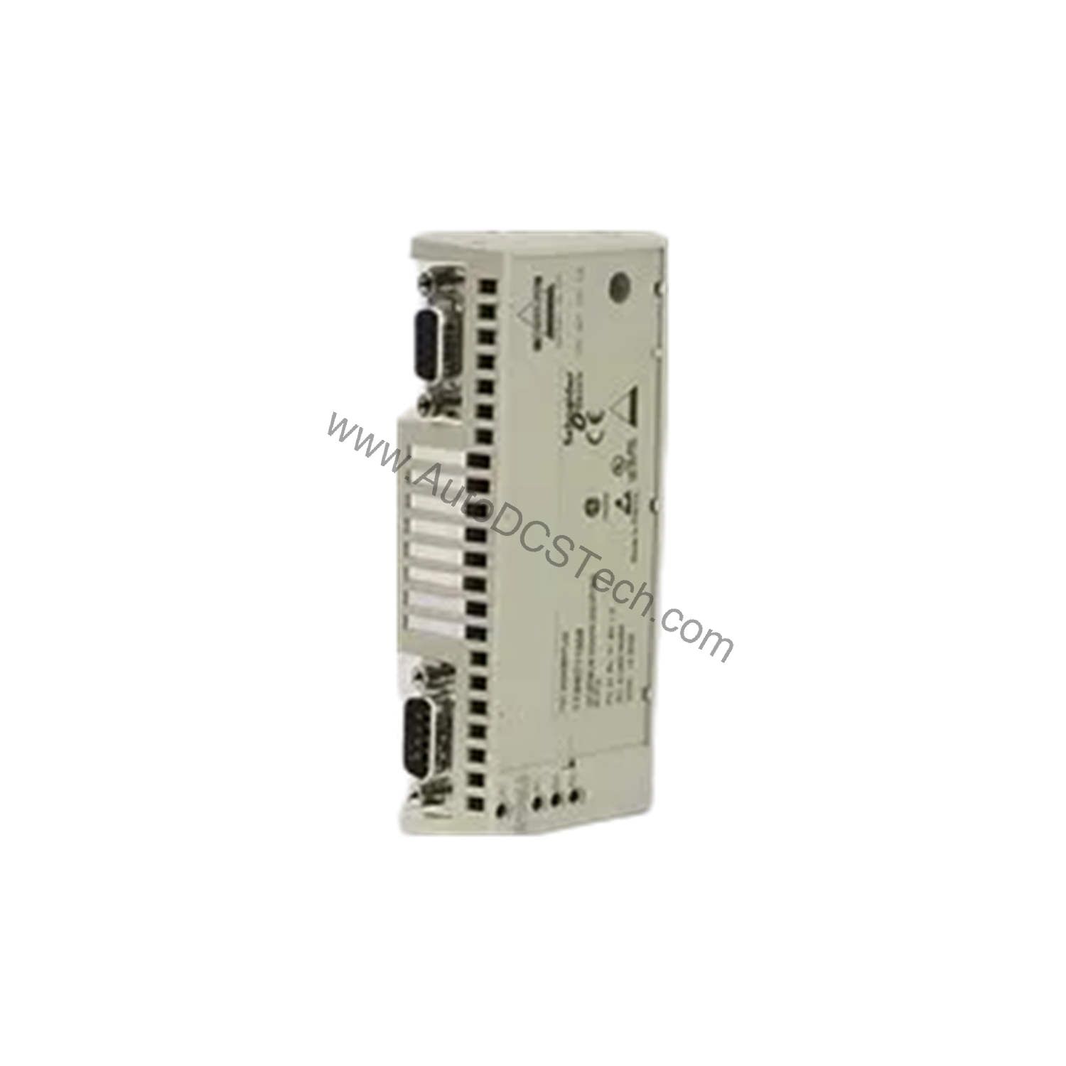 Figure 1: Front view of the Schneider 170INT11003C industrial automation component showing its physical design and enclosure.
