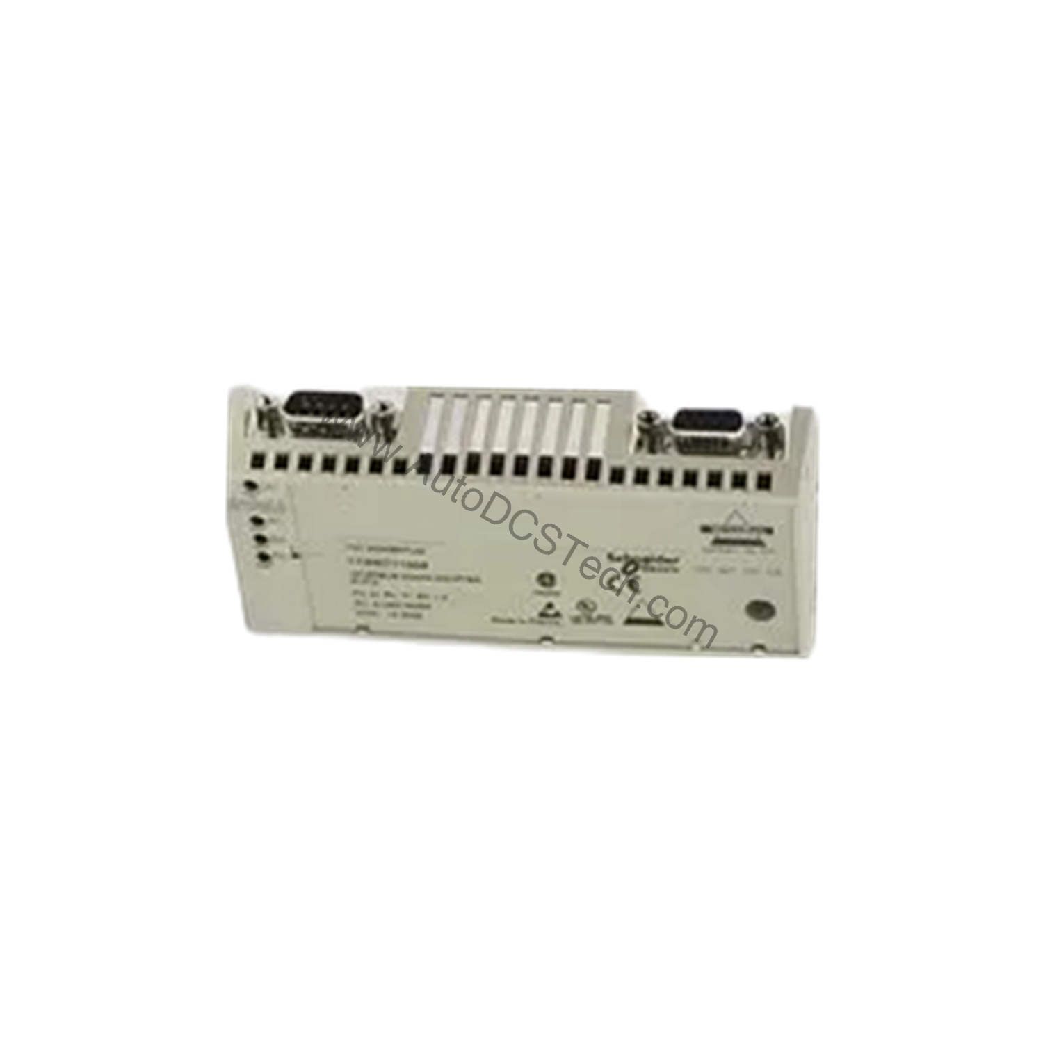 Figure 2: Technical layout and connection details for the Schneider 170INT11003C industrial automation component.