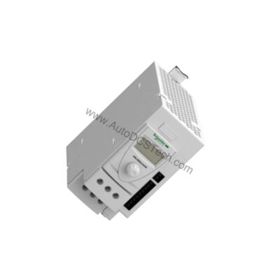 Figure 2: Technical layout and connection details for the Schneider ABL8BBU24200 industrial automation component.
