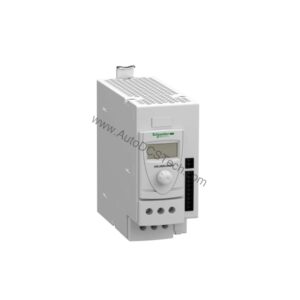 Figure 1: Front view of the Schneider ABL8RPS24100 industrial automation component showing its physical design and enclosure.