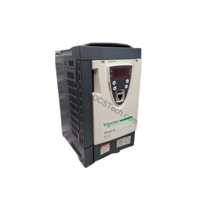 Figure 1: Front view of the Schneider ATV61HU40N4 industrial automation component showing its physical design and enclosure.