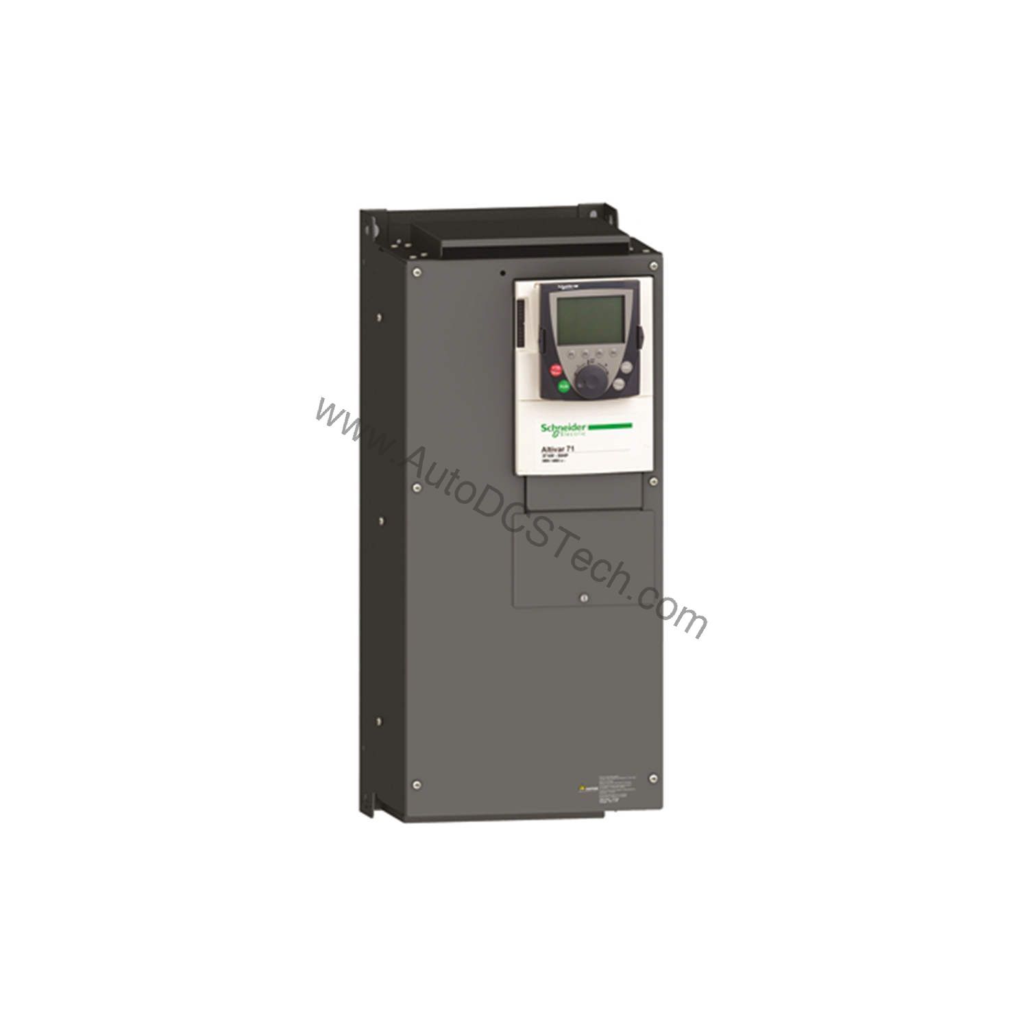 Figure 1: Front view of the Schneider ATV71HD45N4 industrial automation component showing its physical design and enclosure.