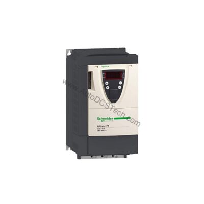 Figure 1: Front view of the Schneider ATV71HU75N4 industrial automation component showing its physical design and enclosure.
