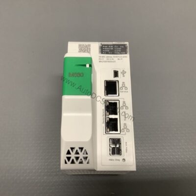 Figure 1: Front view of the Schneider BMEH586040 industrial automation component showing its physical design and enclosure.