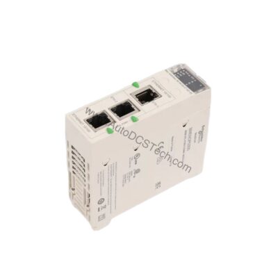 Figure 1: Front view of the Schneider BMENOP0300 industrial automation component showing its physical design and enclosure.