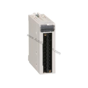 Figure 1: Front view of the Schneider BMXDAO1605 industrial automation component showing its physical design and enclosure.