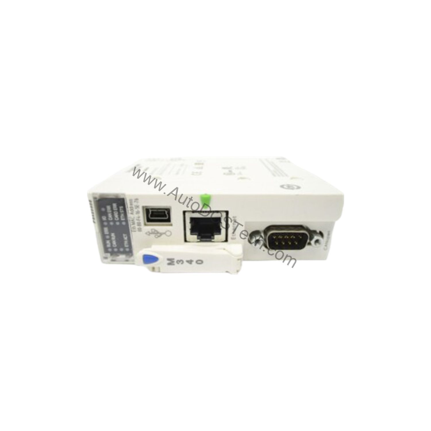 Figure 2: Technical layout and connection details for the Schneider BMXP3420302CL industrial automation component.
