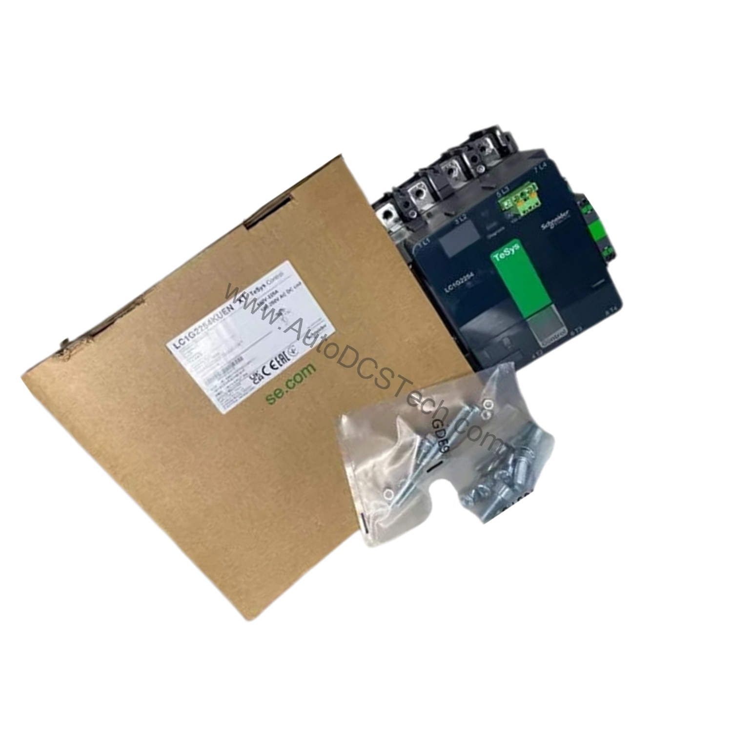 Figure 2: Technical layout and connection details for the Schneider LC1G2254KUEN industrial automation component.