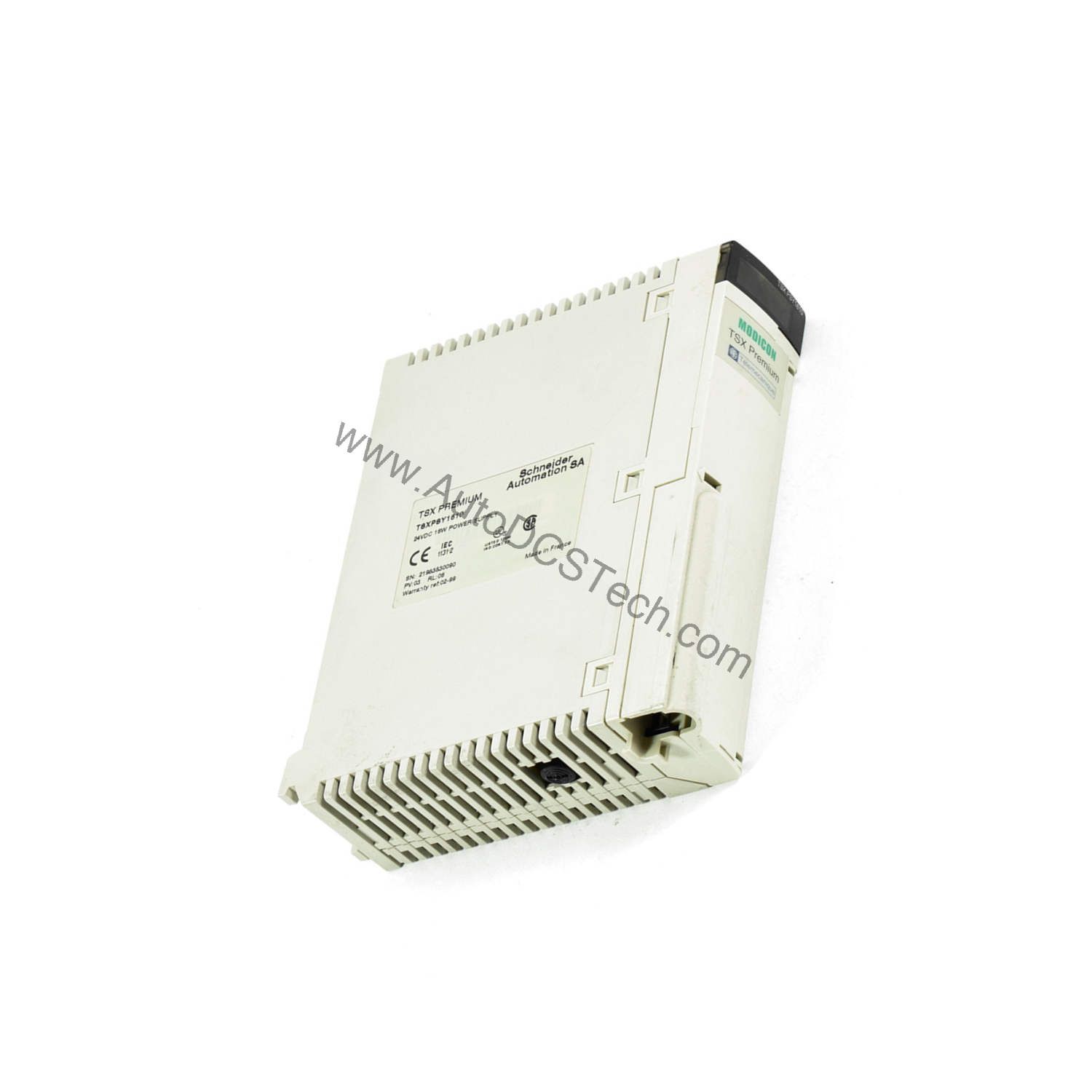 Figure 2: Technical layout and connection details for the Schneider TSXPSY5520MC industrial automation component.