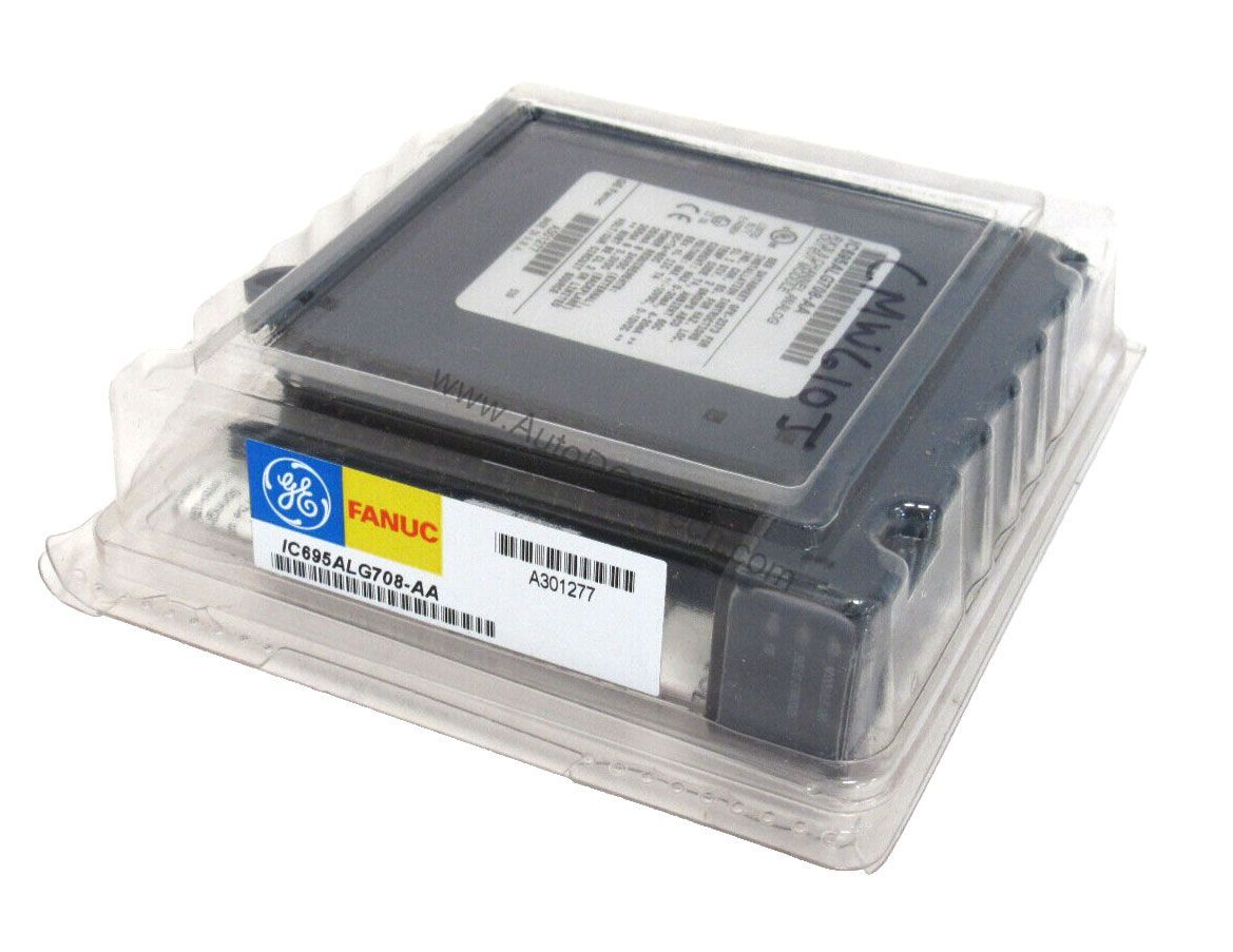 Figure 1: Front view of the GE IC695ALG708 industrial automation component showing its physical design and enclosure.