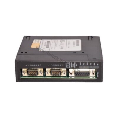 Figure 1: Front view of the GE IC693BEM332 industrial automation component showing its physical design and enclosure.