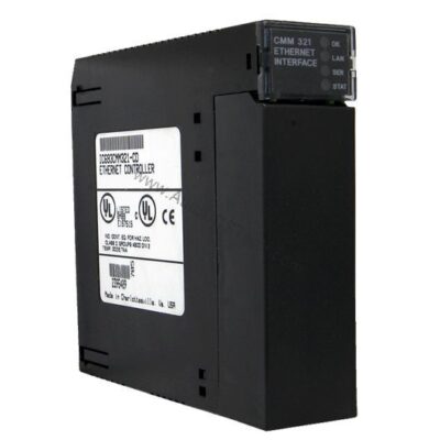 Figure 1: Front view of the GE IC693CMM321 industrial automation component showing its physical design and enclosure.