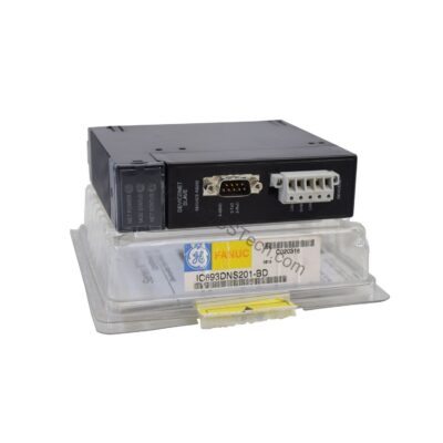 Figure 2: Technical layout and connection details for the GE IC693DNS201 industrial automation component.