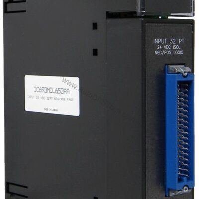 Figure 1: Front view of the GE IC693MDL653 industrial automation component showing its physical design and enclosure.