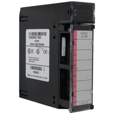 Figure 1: Front view of the GE IC693MDL734 industrial automation component showing its physical design and enclosure.