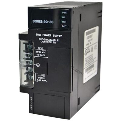 Figure 1: Front view of the GE IC693PWR322 industrial automation component showing its physical design and enclosure.