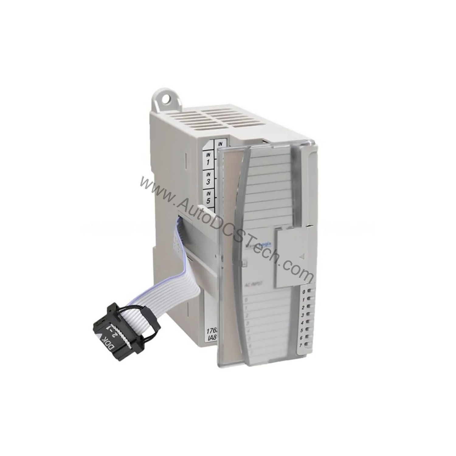 Figure 1: Front view of the Allen-Bradley 1762-L24AWAR industrial automation component showing its physical design and enclosure.