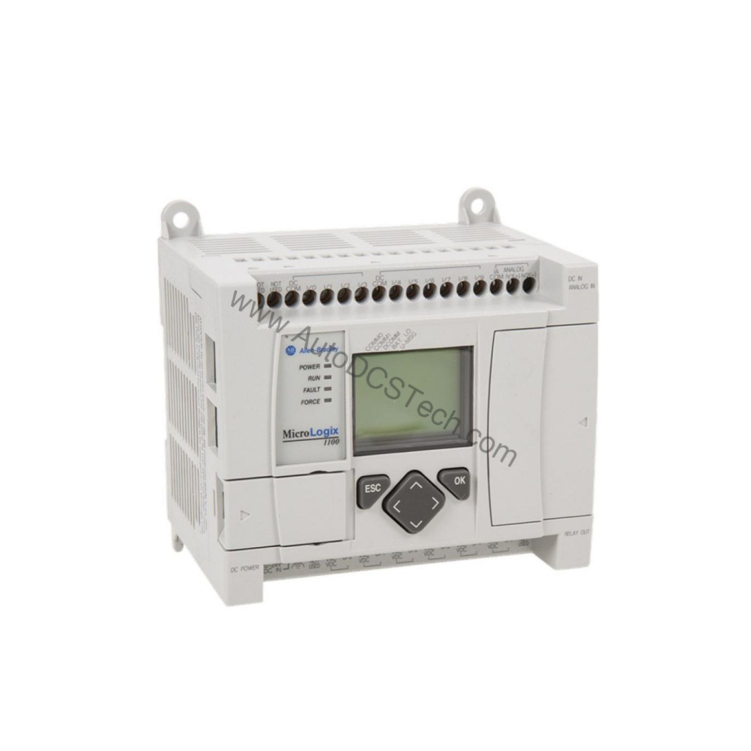 Figure 1: Front view of the Allen-Bradley 1763-NC01 industrial automation component showing its physical design and enclosure.