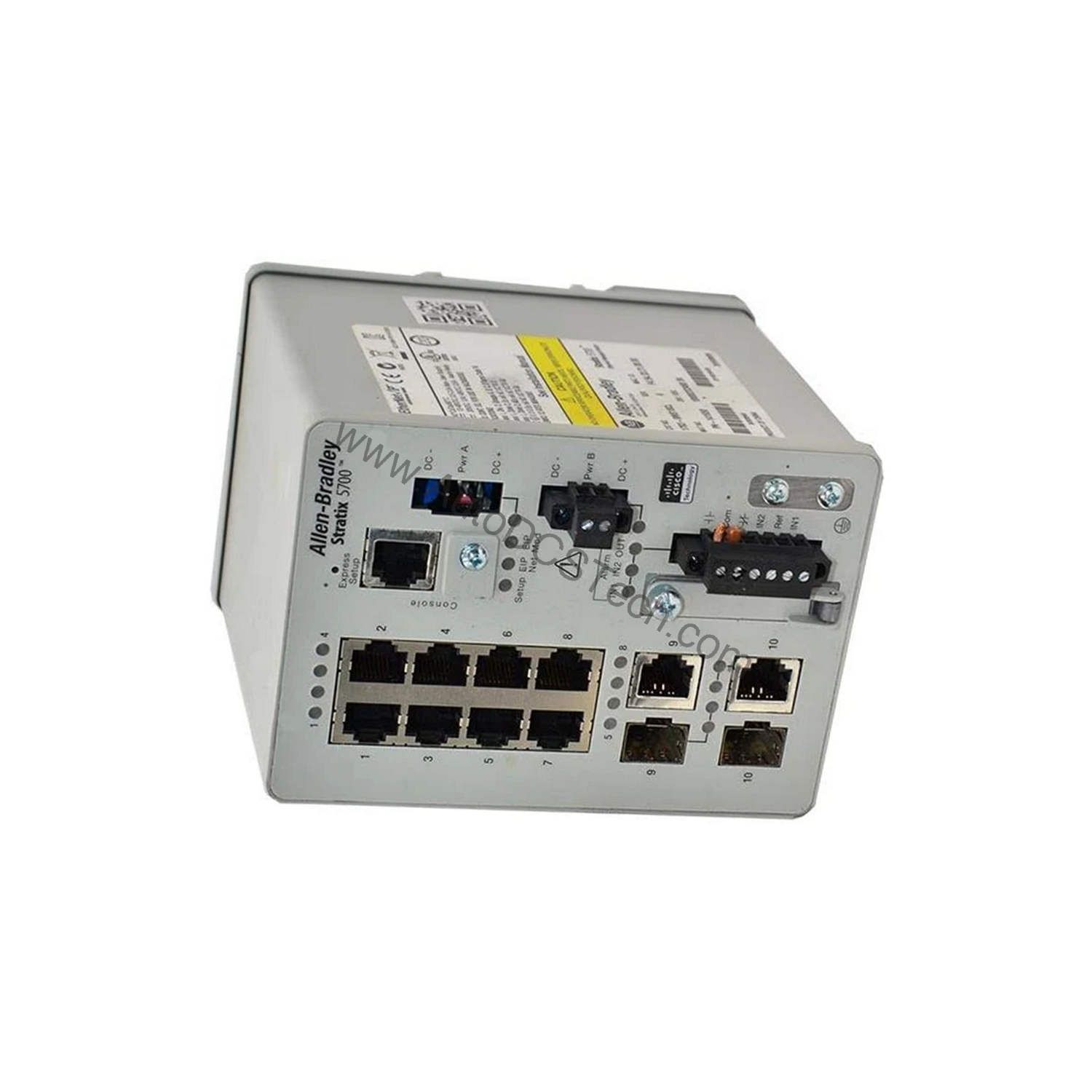Figure 2: Technical layout and connection details for the Allen-Bradley 1783-ETAP2F industrial automation component.