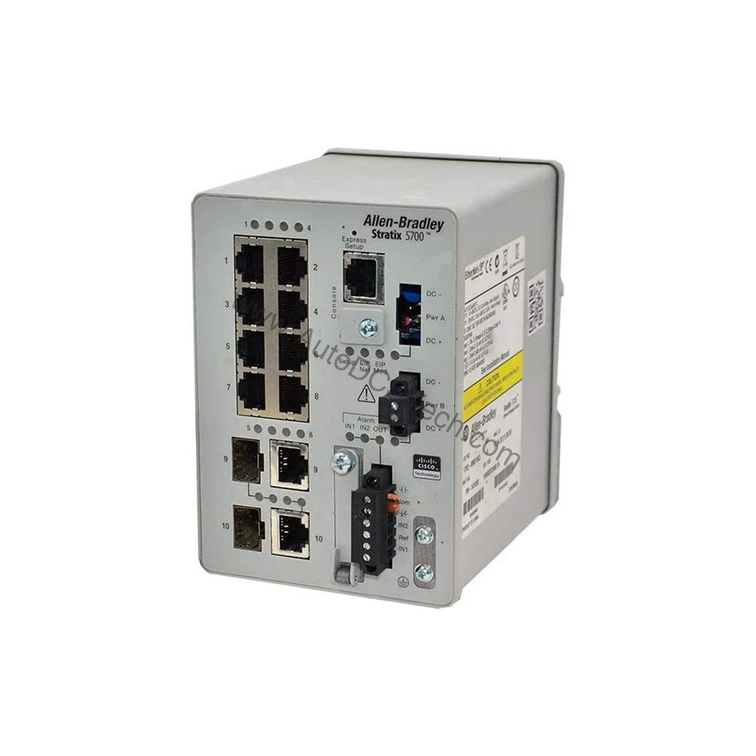 Figure 1: Front view of the Allen-Bradley 1783-US8T industrial automation component showing its physical design and enclosure.
