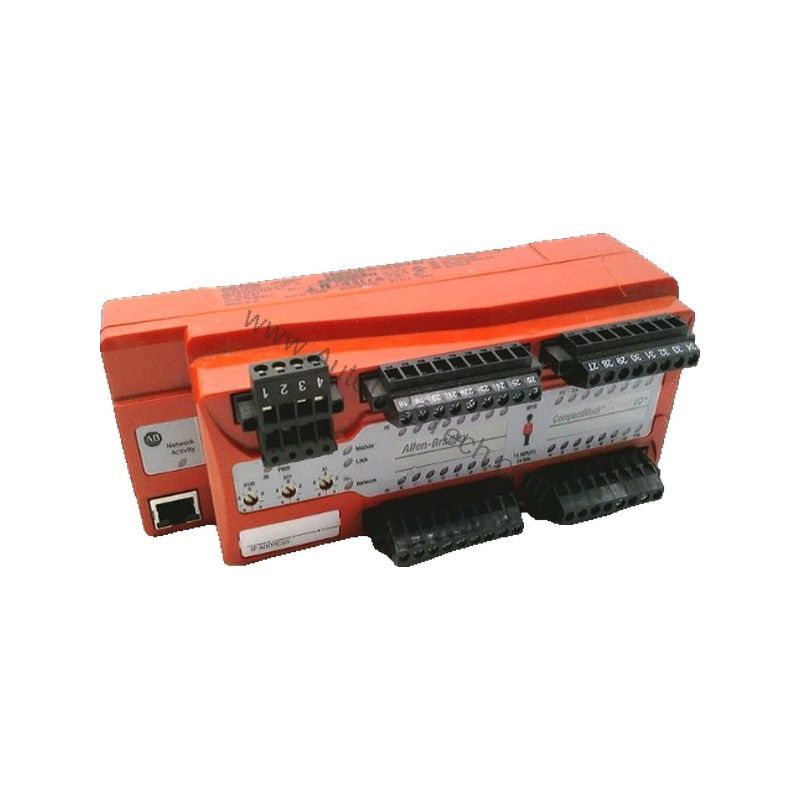 Figure 1: Front view of the Allen-Bradley 1791ES-IB16 industrial automation component showing its physical design and enclosure.