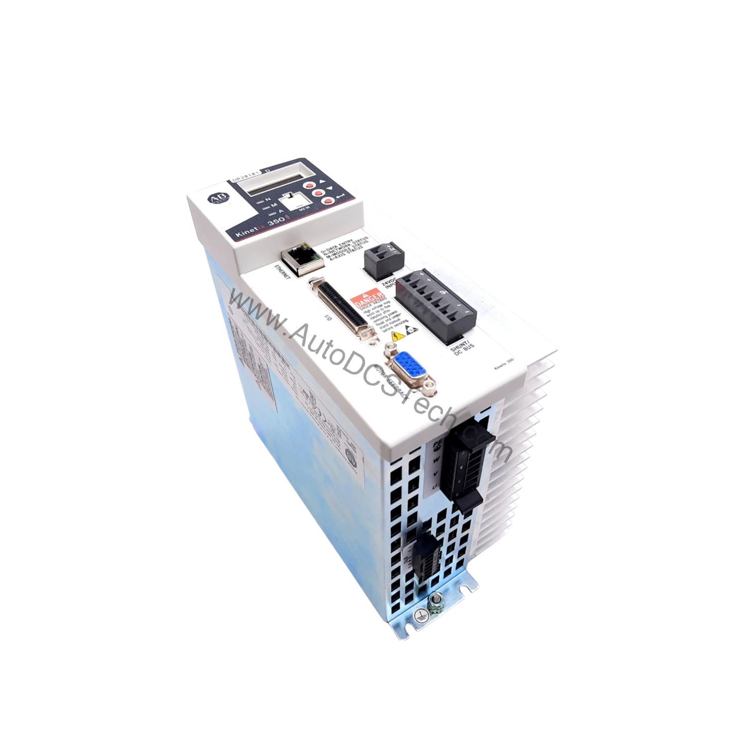 Figure 1: Front view of the Allen-Bradley 2097-V31PR0-LM industrial automation component showing its physical design and enclosure.