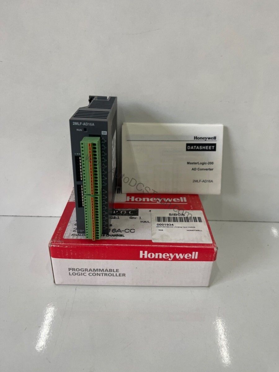 Figure 1: Front view of the Honeywell 2MLF-DC8A industrial automation component showing its physical design and enclosure.