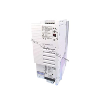 Figure 1: Front view of the Lenze E82EV302K4C200 industrial automation component showing its physical design and enclosure.