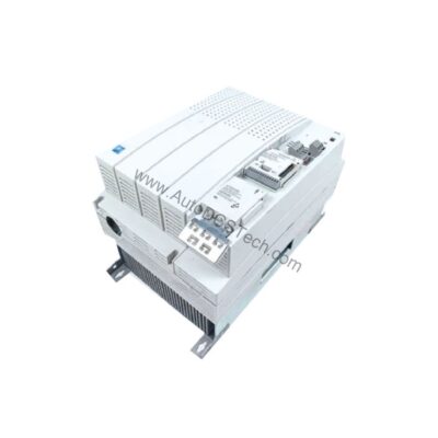 Figure 2: Technical layout and connection details for the Lenze E82EV303-4B201 industrial automation component.