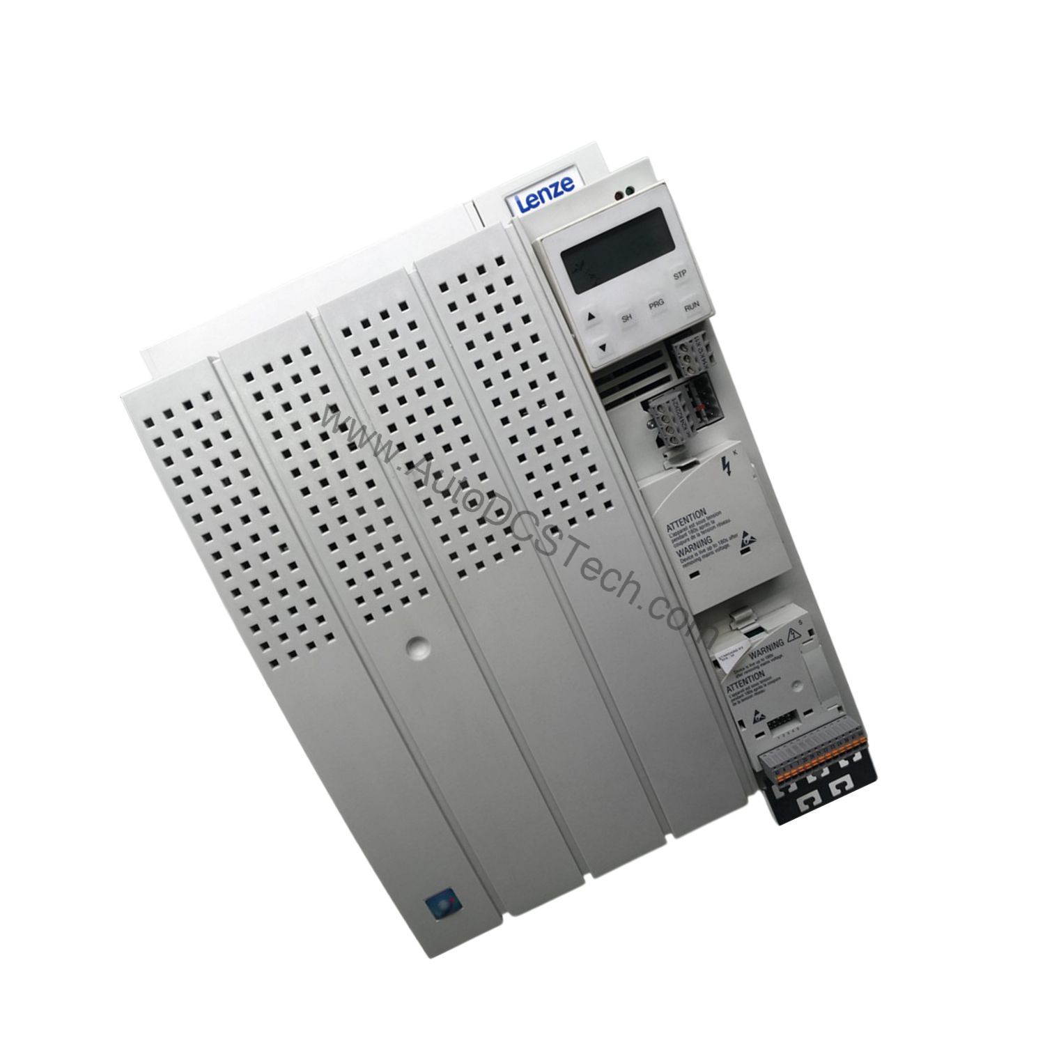 Figure 2: Technical layout and connection details for the Lenze E82EV303K4B201 industrial automation component.
