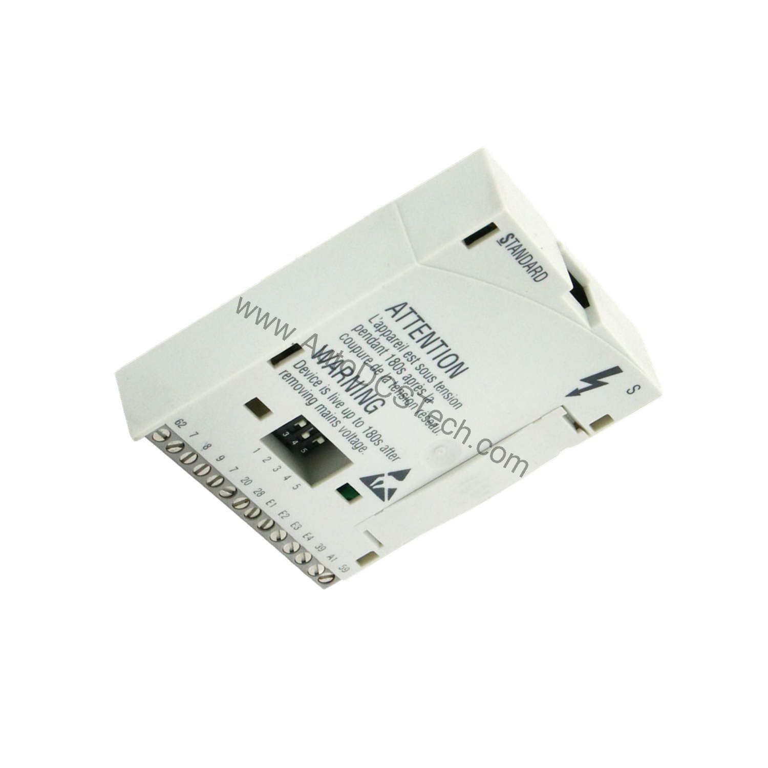 Figure 2: Technical layout and connection details for the Lenze E82ZAFCC201 industrial automation component.