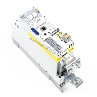 Figure 1: Front view of the Lenze E84AVSCE3024SBS industrial automation component showing its physical design and enclosure.