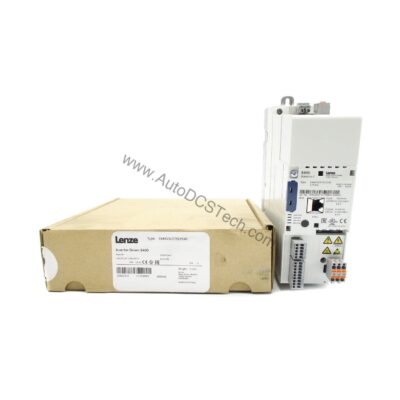 Figure 1: Front view of the Lenze E84AVSCE7512SX0 industrial automation component showing its physical design and enclosure.