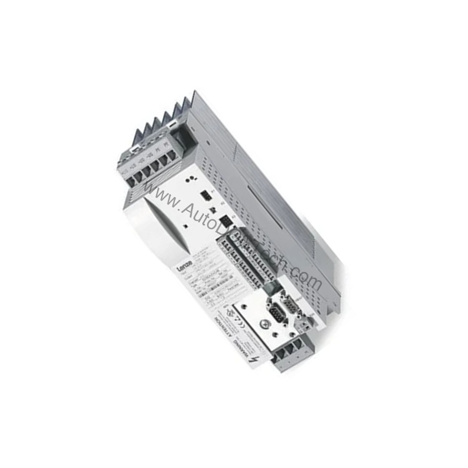Figure 2: Technical layout and connection details for the Lenze ECSEE020C4B industrial automation component.
