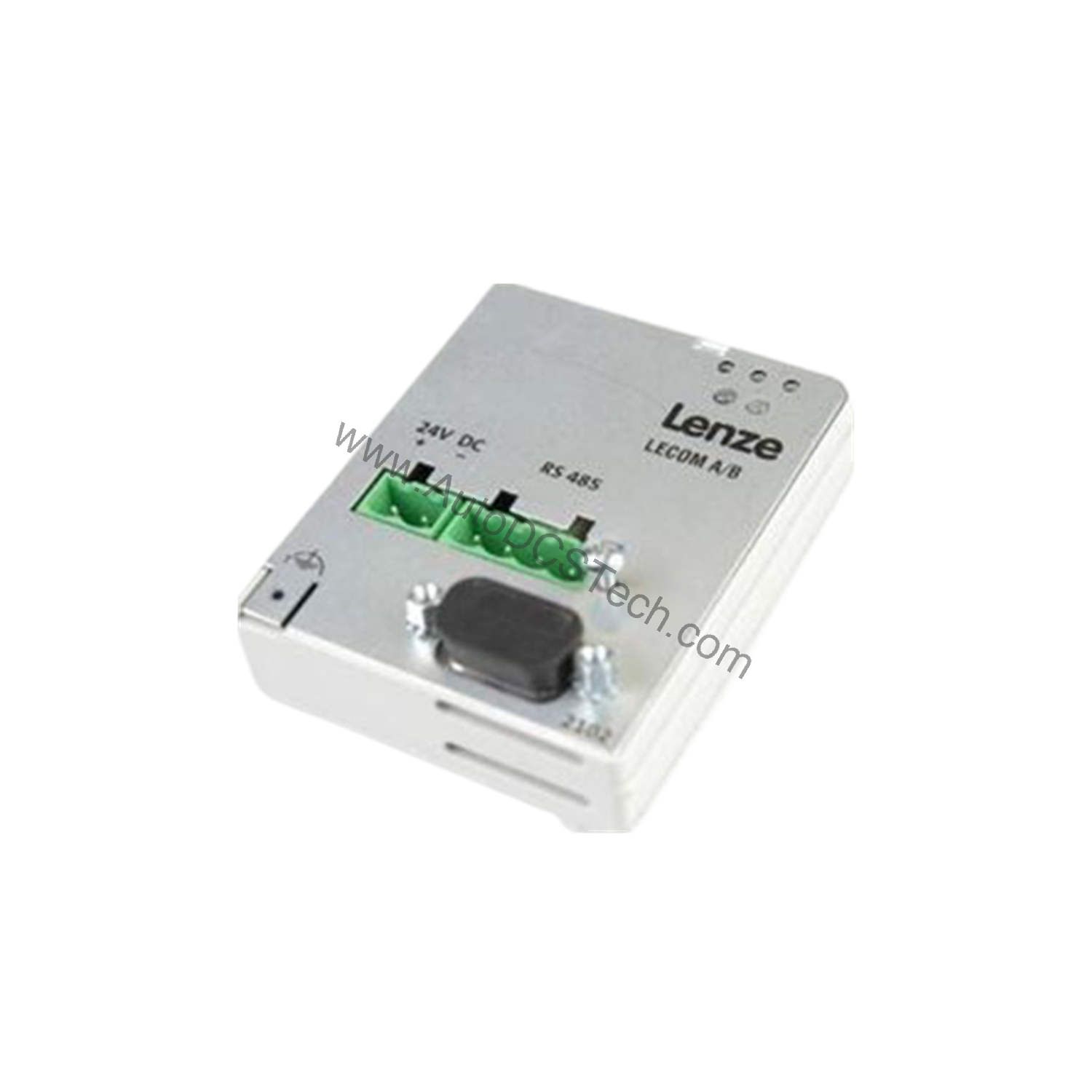 Figure 2: Technical layout and connection details for the Lenze EMF2102IBCV001 industrial automation component.